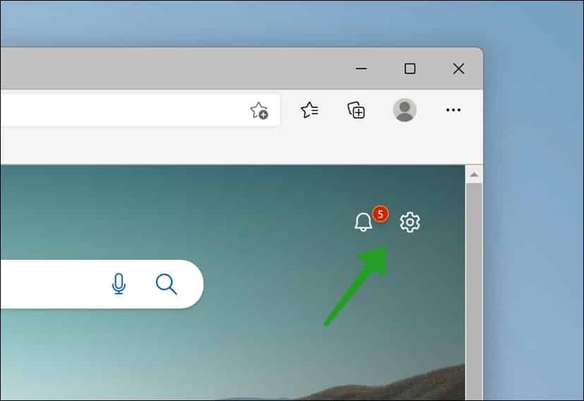 Einstellungsseite in Microsoft Edge