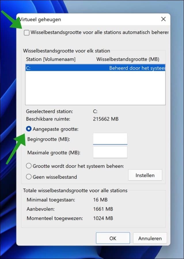 Virtueel geheugen aanpassen of verhogen in Windows 11