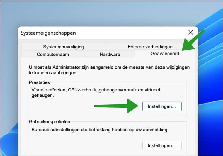 Virtueel geheugen instellingen in Windows 11