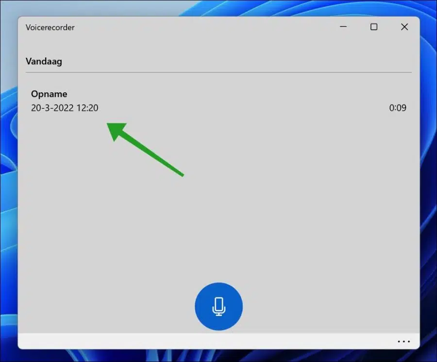 Voicerecorder opnames in Windows 11