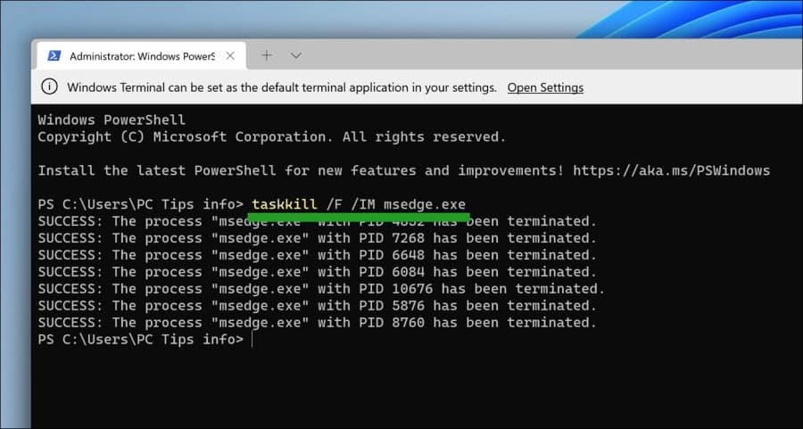 taskkill msedge