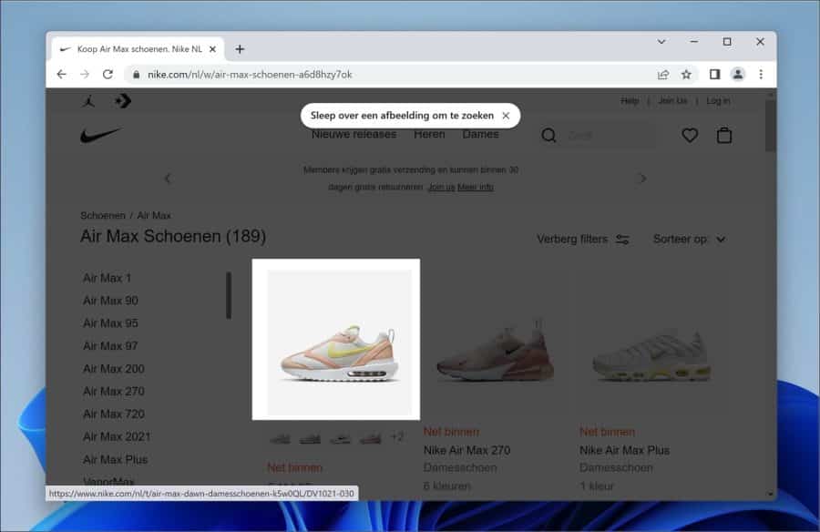 Afbeelding selecteren met Google Lens