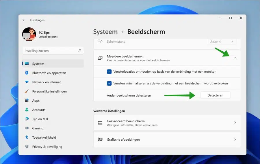 Ander beeldscherm detecteren