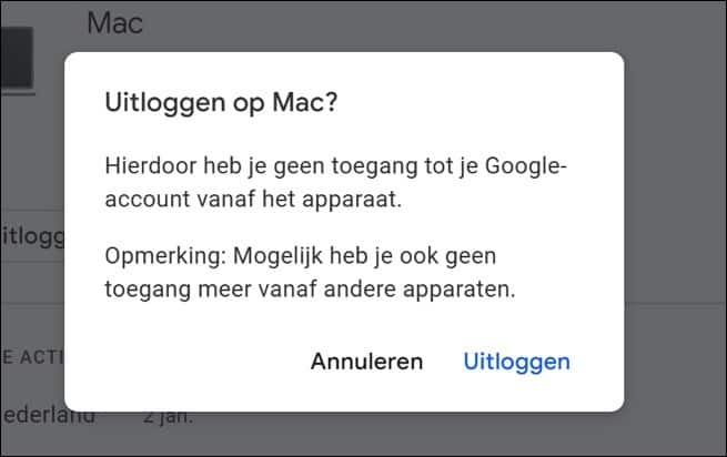 Apparaat toegang ontzeggen in Google account