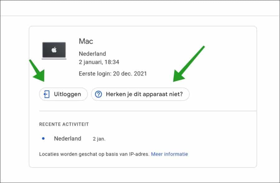 Apparaat uitloggen in Google account