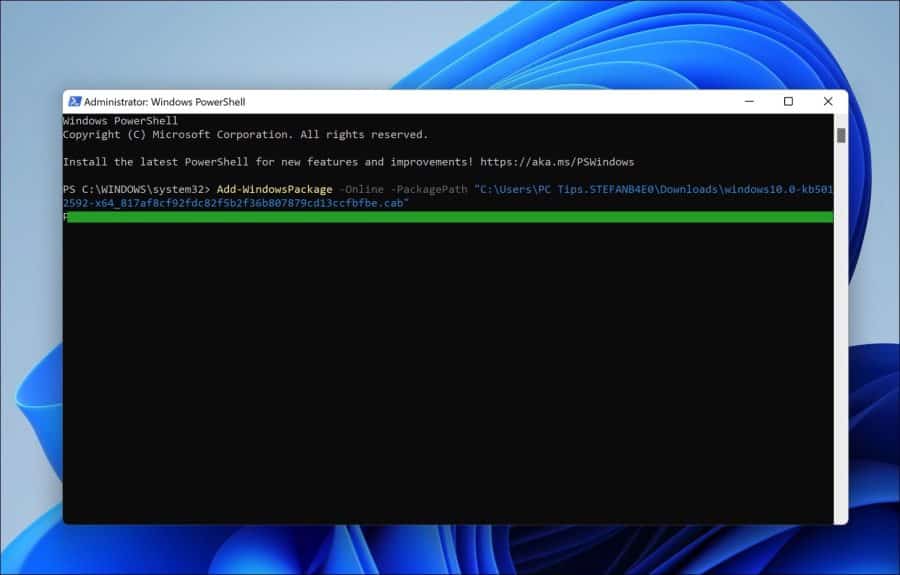 CAB bestand installeren via PowerShell