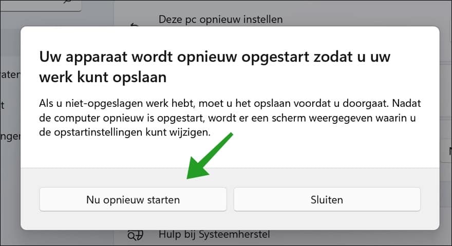 Computer opstarten naar geavanceerde opstartopties