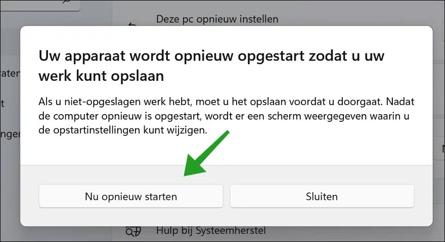 Computer opstarten naar geavanceerde opstartopties