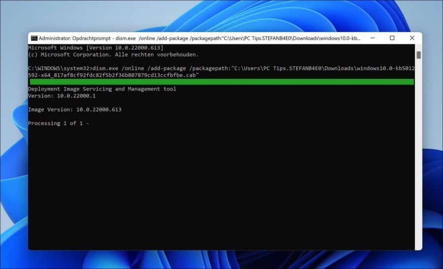 DISM om CAB bestand te installeren in Windows