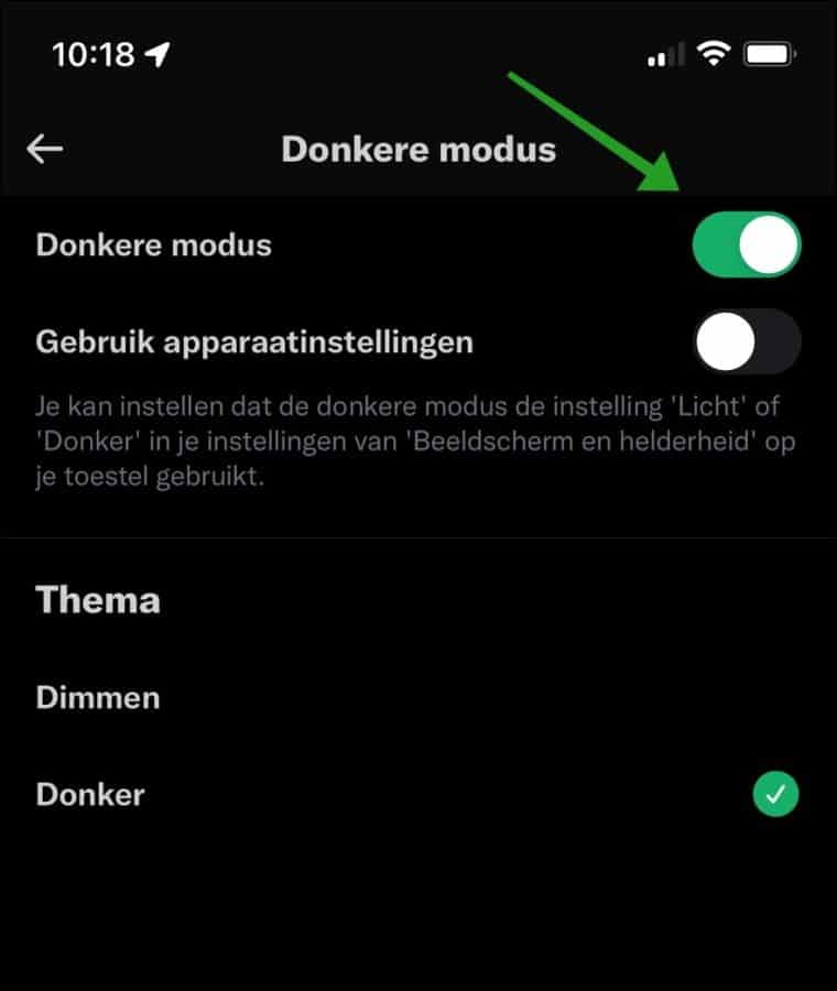 Donkere modus inschakelen in Twitter app