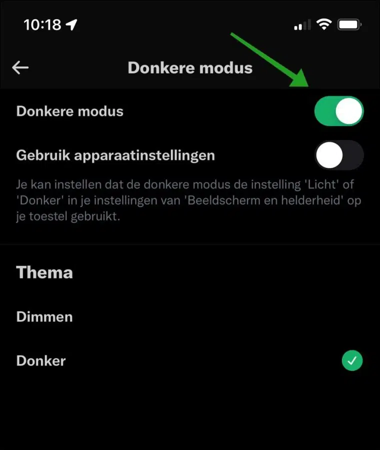 Donkere modus inschakelen in Twitter app