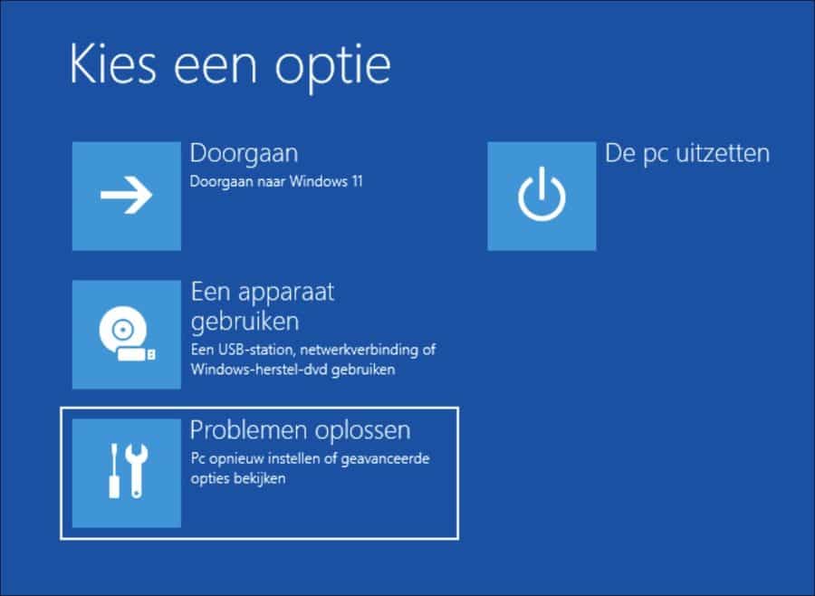 Geavanceerde opstartopties in Windows 11