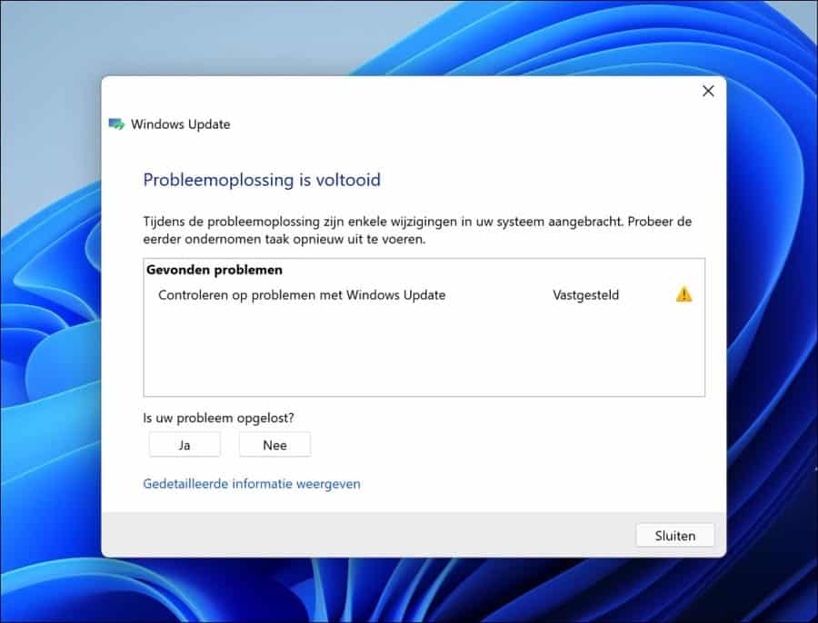 Gevonden Windows update problemen oplossen in Windows 11