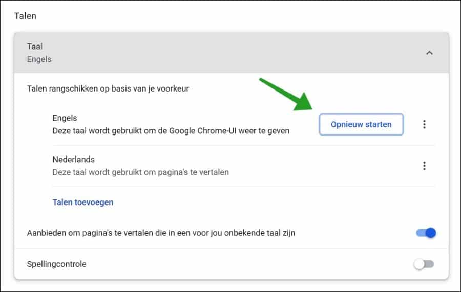 Google Chrome Chrome-IU weer te geven herstart