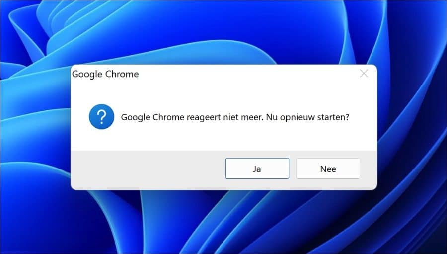 Google Chrome has stopped responding