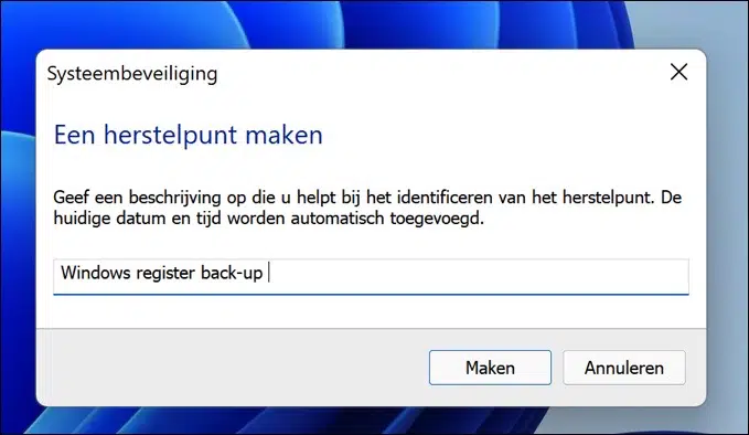 Herstelpunt naam