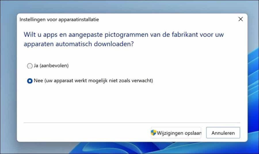 Ajustar la configuración de instalación del dispositivo en Windows 11 o Windows 10