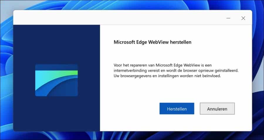 Microsoft Edge WebView2 Runtime herstellen