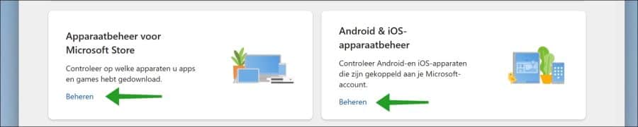 Microsoft Store apparaten en iOS apparaten beheren via Microsoft account