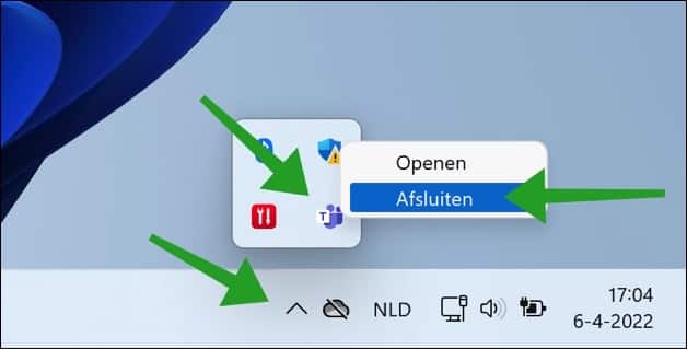 Microsoft Teams afsluiten