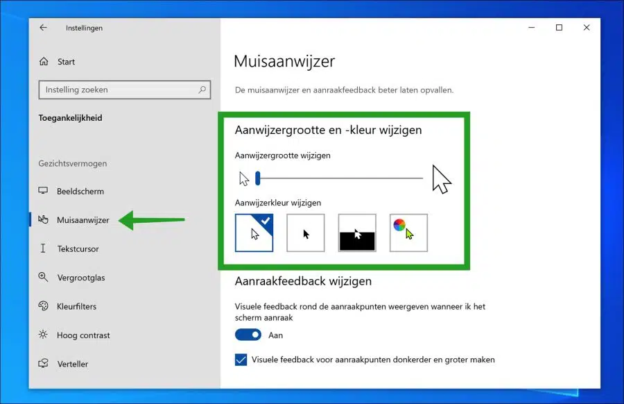 Muisaanwijzer vergroten in Windows 10