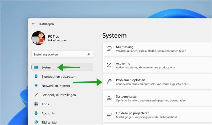 Problemen oplossen in Windows 11