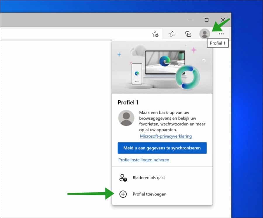 Profiel toevoegen aan Microsoft Edge