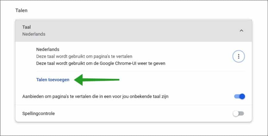 Talen toevoegen in Google Chrome