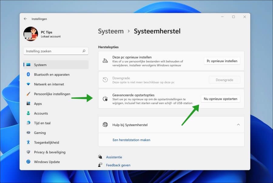 Windows 11 geavanceerde opstartopties