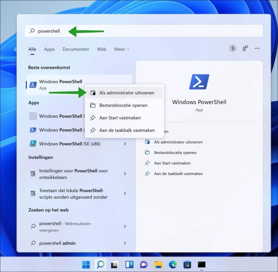 Windows PowerShell uitvoeren als Administrator