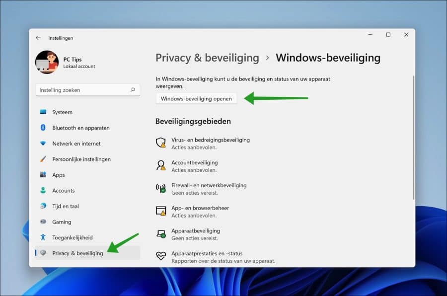 Windows-beveiliging openen