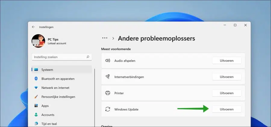 Windows update probleemoplosser uitvoeren