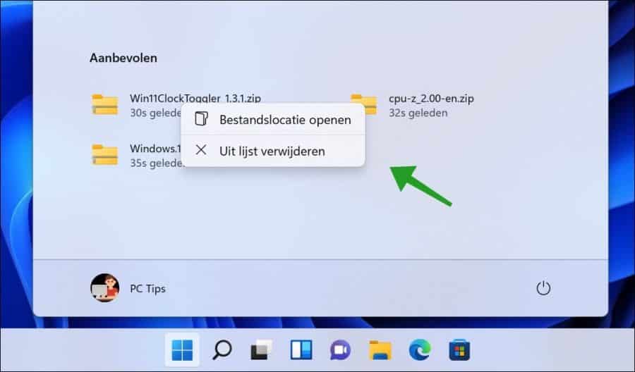 Passen Sie den empfohlenen Abschnitt in Windows 11 an