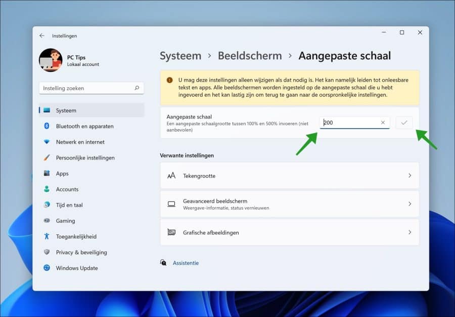 So geben Sie eine benutzerdefinierte Skalierung in Windows 11 ein