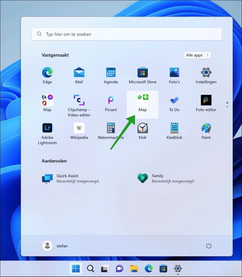 Apps groeperen in mappen in het Start menu