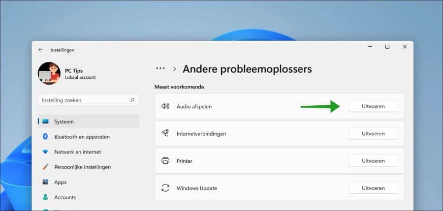 Audio afspelen probleemoplosser