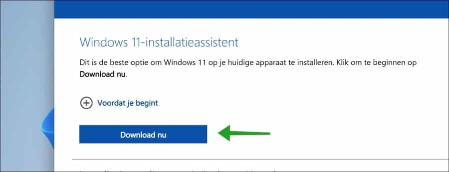 Download Windows 11 installatie-assistent