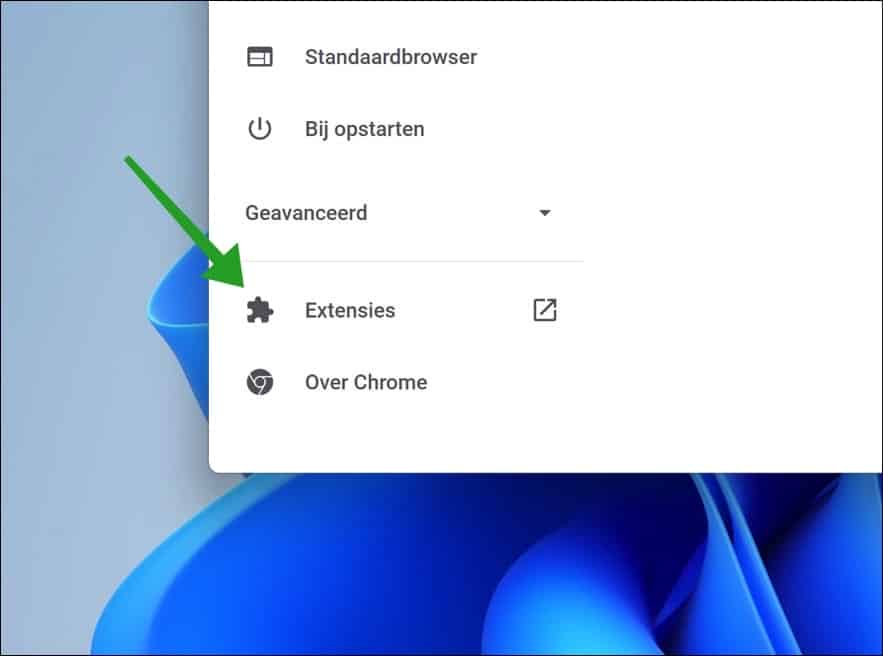 Extensies openen in Google Chrome