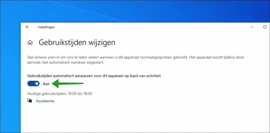 Gebruikstijden automatisch aanpassen voor dit apparaat op basis van activiteit