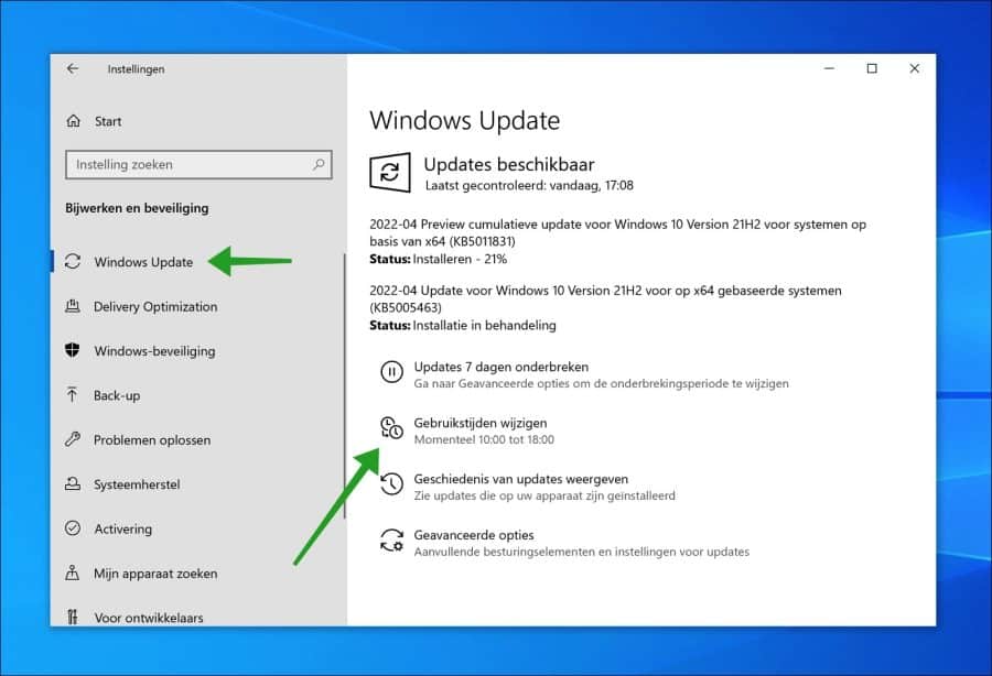 Gebruikstijden wijzigen in Windows 10