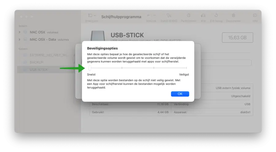 Gegevens op de USB stick veilig wissen