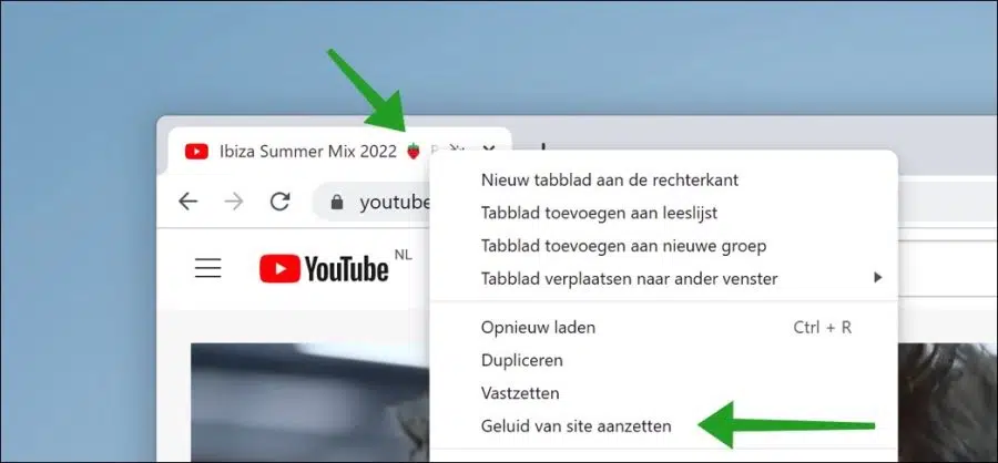 Geluid van site aanzetten