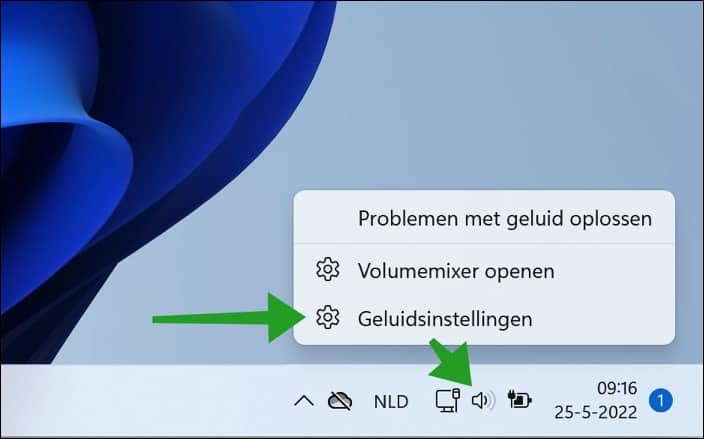 Geluidsinstellingen openen
