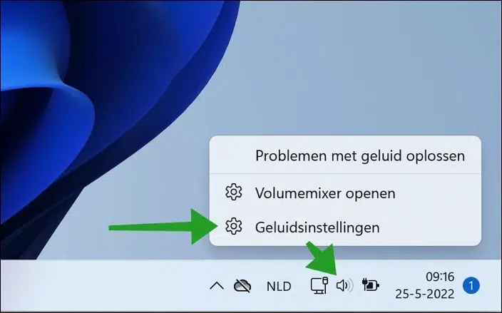Geluidsinstellingen openen