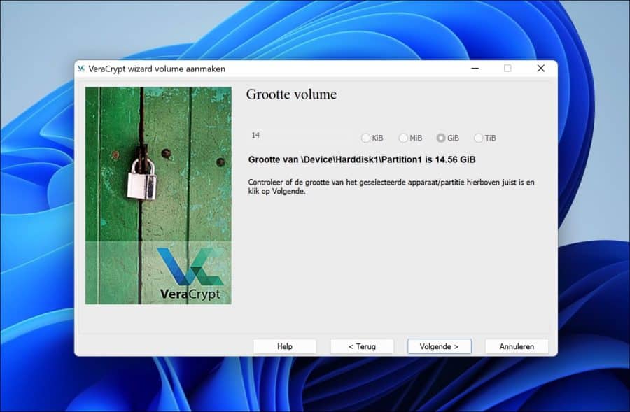 Grootte volume controleren