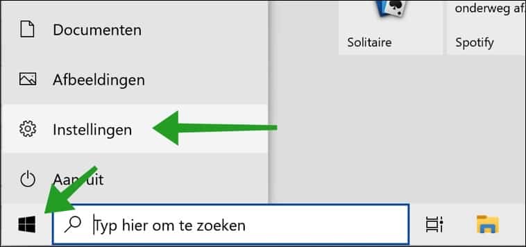 Instellingen openen in Windows 10