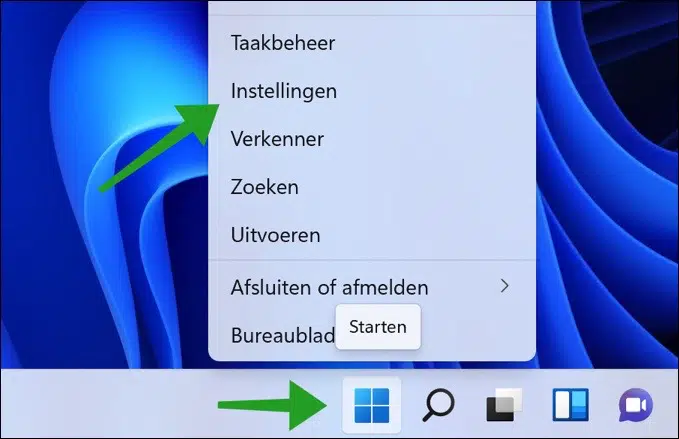Instellingen openen