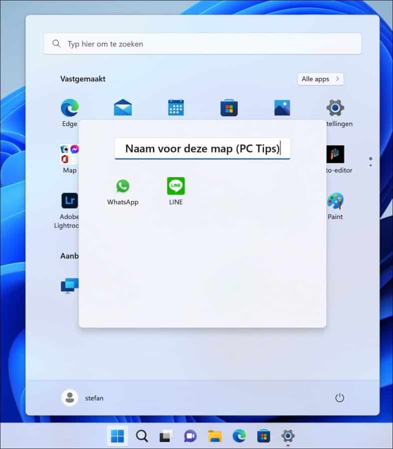 Rename folder in the start menu