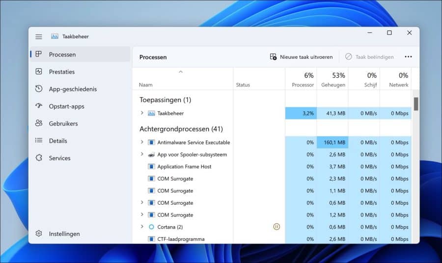 New task manager in Windows 11