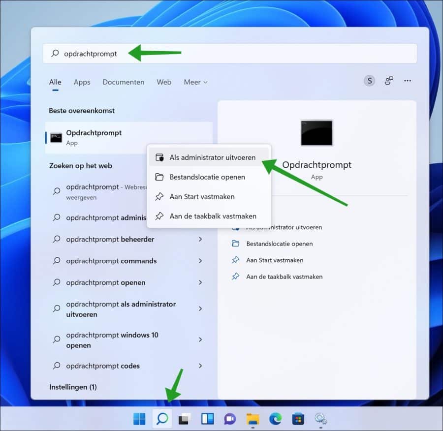 Opdrachtprompt als administrator uitvoeren